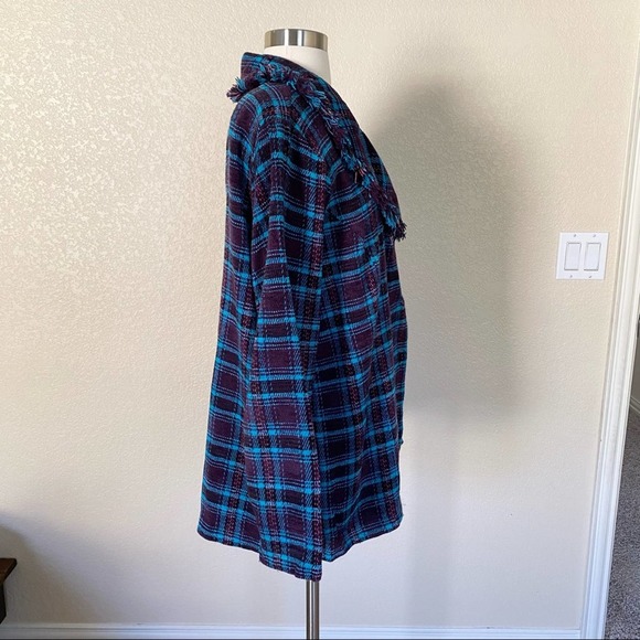 SOLD STEPHANIE THOMAS Chenille Tweed Button Blazer Plaid Size 16 - Picture 5 of 10